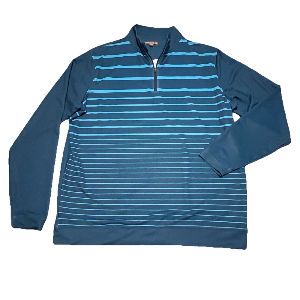 Peter Millar Crown Sport‎ Performance 1/4 Zip XL Blue Stripe Stretch Pullover